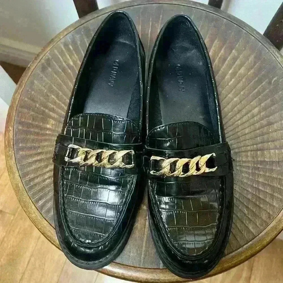 Old navy chunky heel faux leather loafer size 9 - Picture 2 of 6